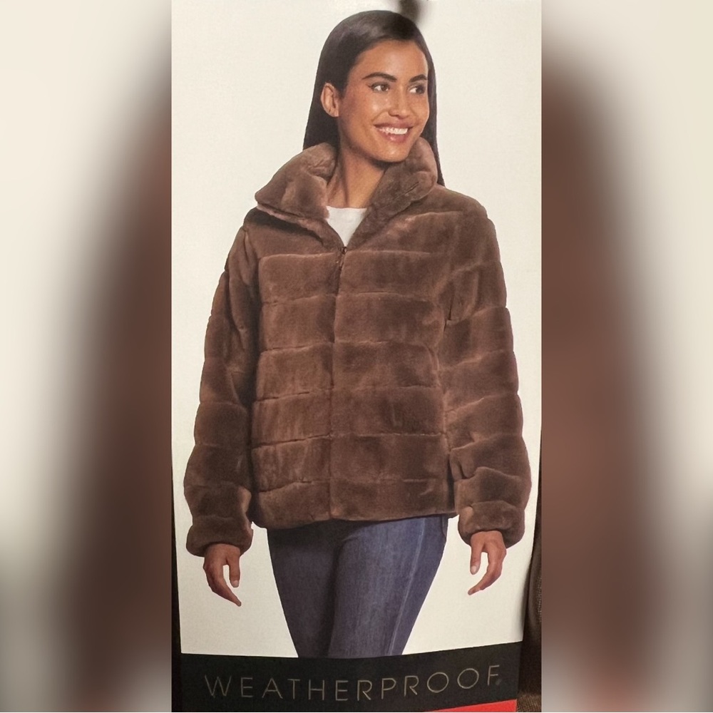 Weatherproof Caramel Brown Faux Fur Bomber Jacket